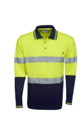 Men's Day/Night Hi Vis L/S Polo - Yellow/Navy 