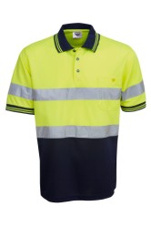 Men's Day/Night Hi Vis S/S Polo - Yellow/Navy 